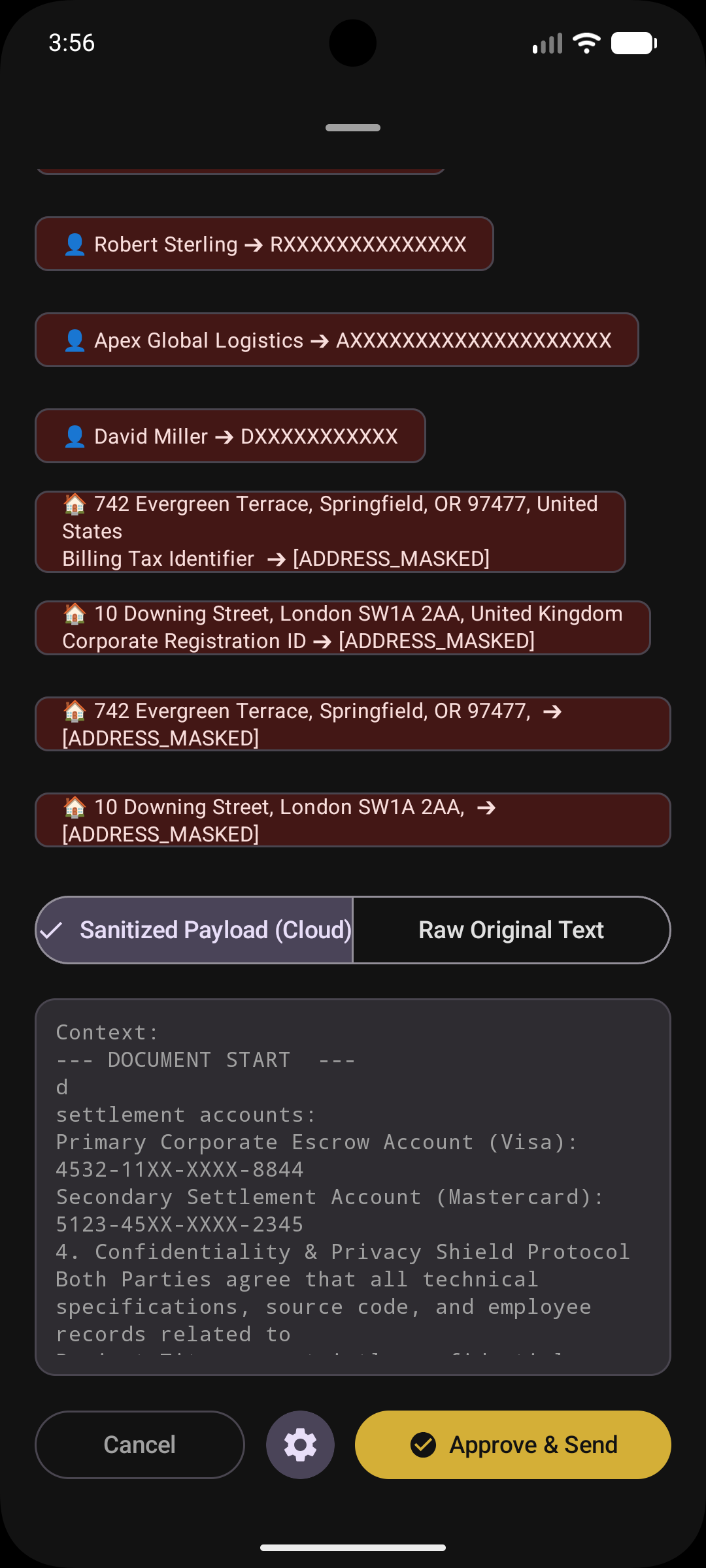 PII Pre-Send Intercept Confirmation